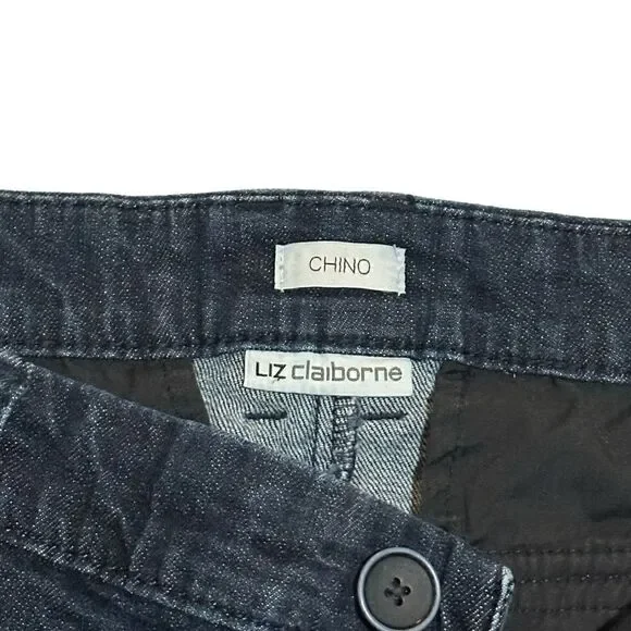 Liz Claiborne Dark Wash Chino Shorts Size 4 - Picture 2 of 5